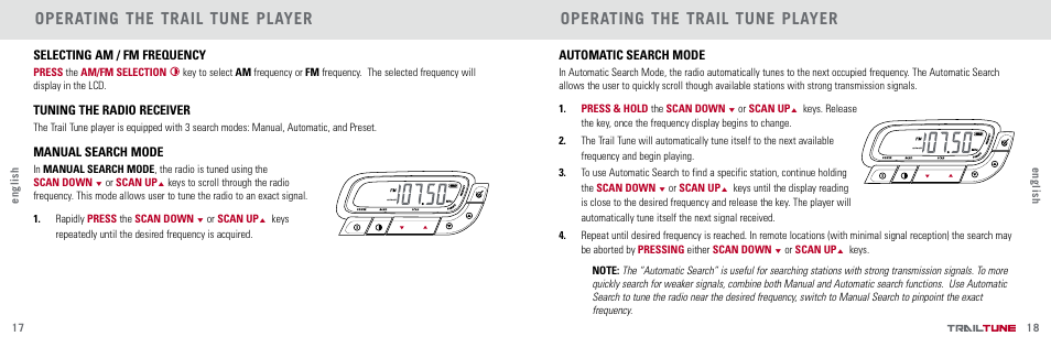 Operating the trail tune player | Highgear TrailTune User Manual | Page 10 / 13