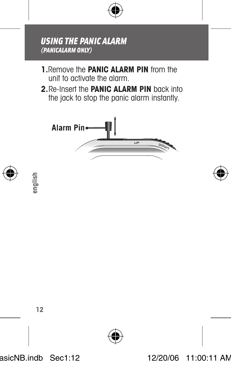 Using the panic alarm | Highgear VIA FM User Manual | Page 14 / 20