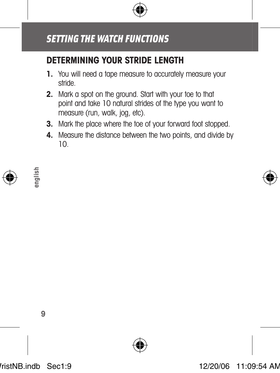 Setting the watch functions | Highgear VIA Wrist User Manual | Page 10 / 16