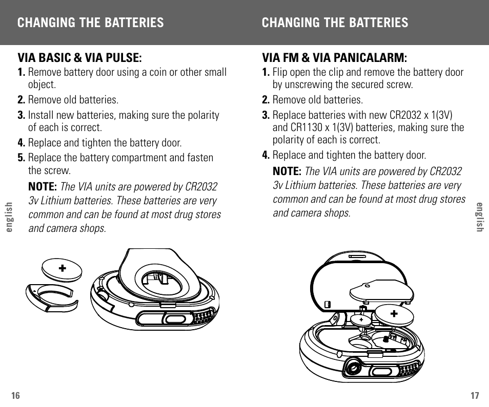 Changing the batteries | Highgear VIA User Manual | Page 10 / 11