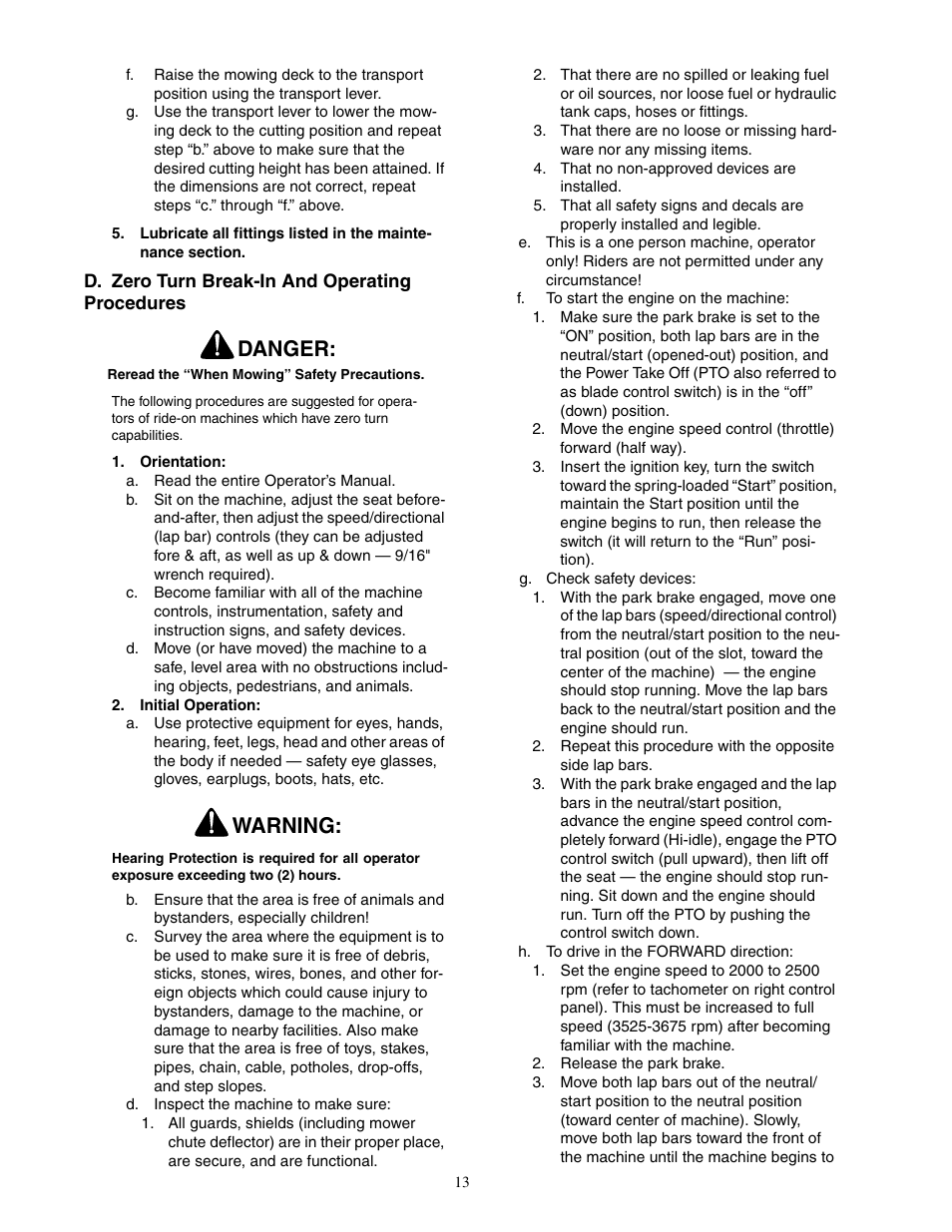Danger, Warning | Cub Cadet 60-inch & 72-inch Fabricated Deck User Manual | Page 13 / 32