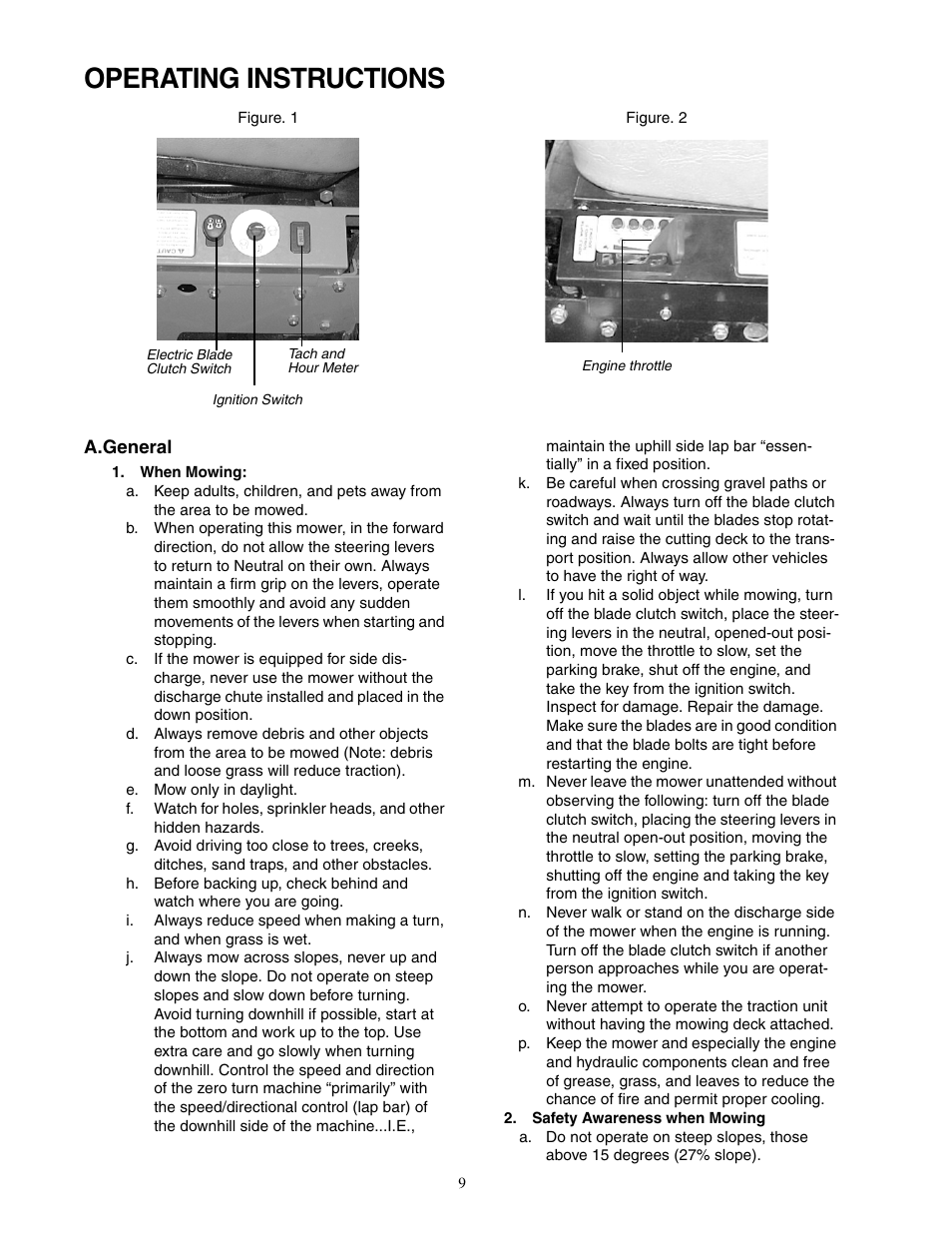 Operating instructions | Cub Cadet 60-inch & 72-inch Fabricated Deck User Manual | Page 9 / 32