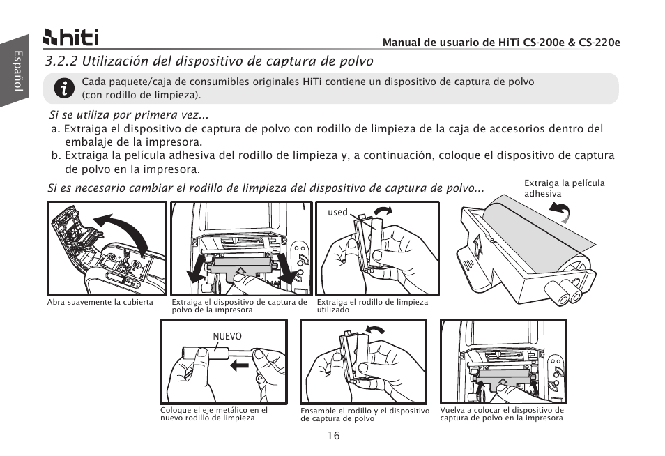 2 utilización del dispositivo de captura de polvo | HiTi CS-200e User Manual | Page 102 / 113