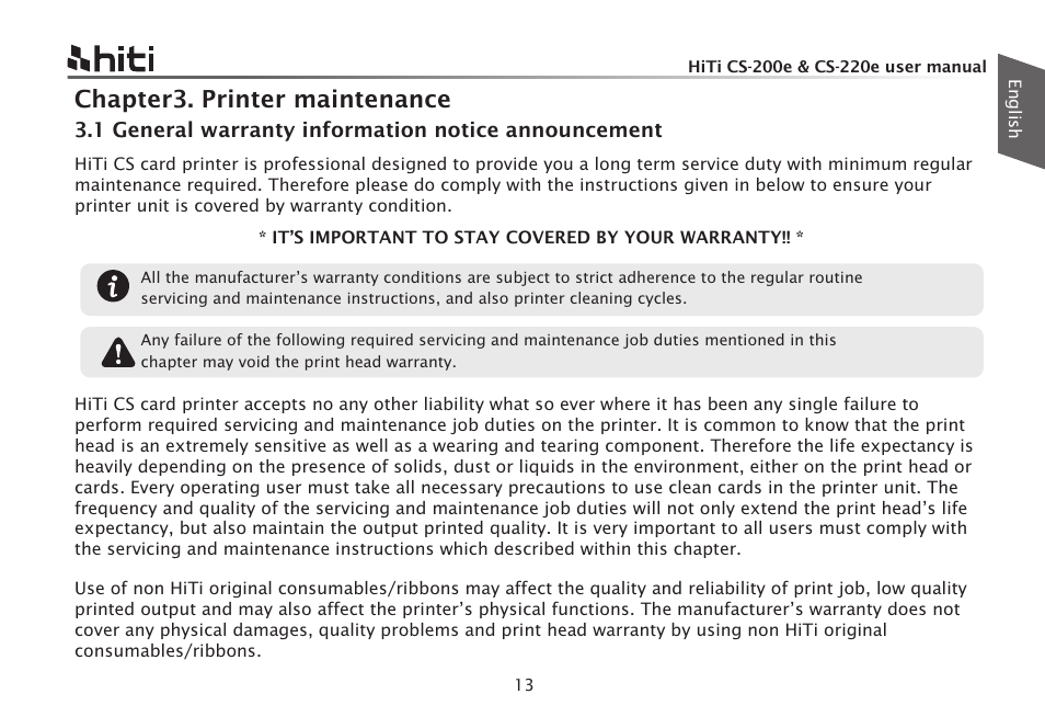 Chapter3. printer maintenance | HiTi CS-200e User Manual | Page 15 / 113