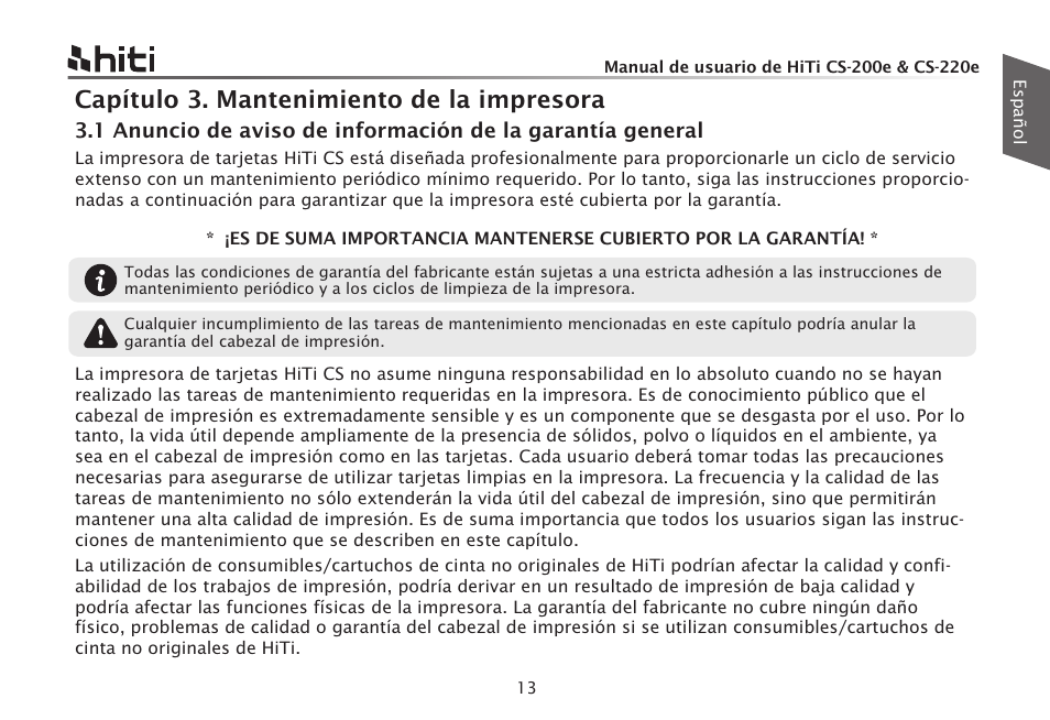 Capítulo 3. mantenimiento de la impresora | HiTi CS-200e User Manual | Page 99 / 113