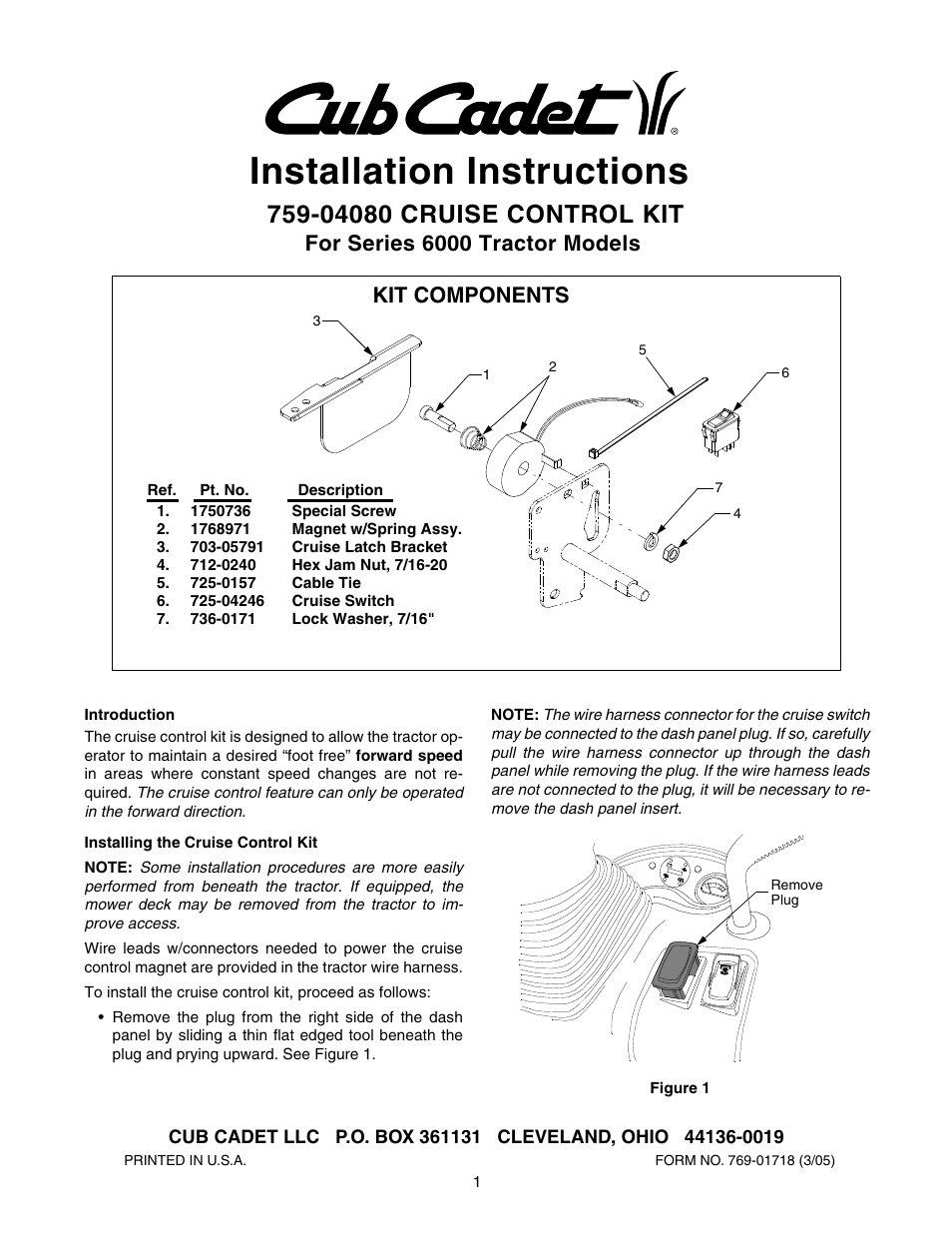 Cub Cadet 759-04080 User Manual | 4 pages