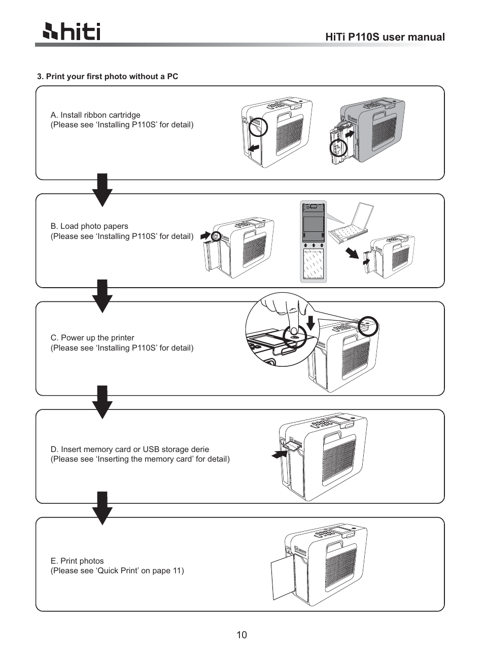 Hiti p110s user manual | HiTi P110 User Manual | Page 12 / 32