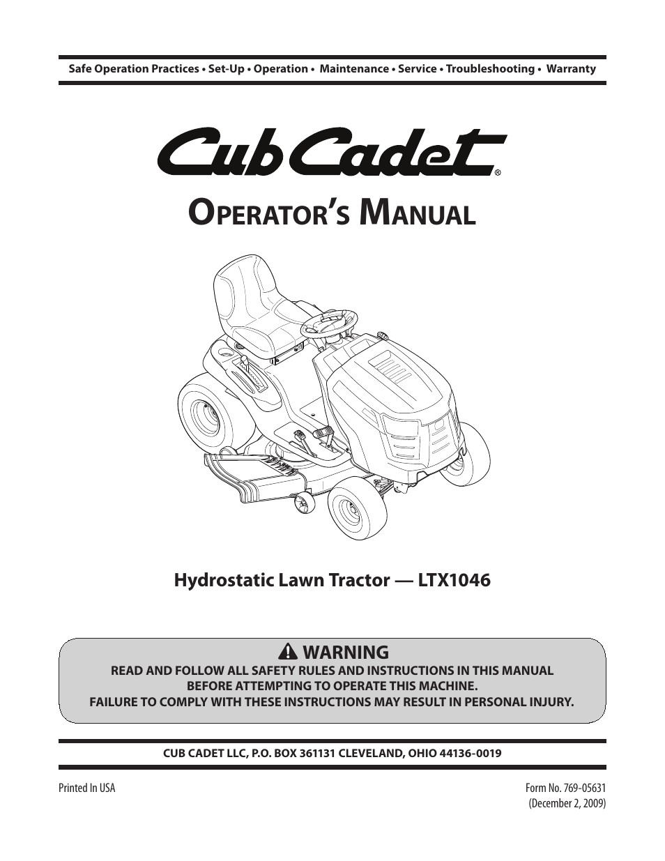 Cub Cadet LTX1046 User Manual | 36 pages