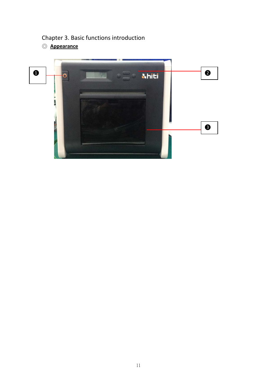 Chapter 3. basic functions introduction, Appearance | HiTi P520L User Manual | Page 11 / 27