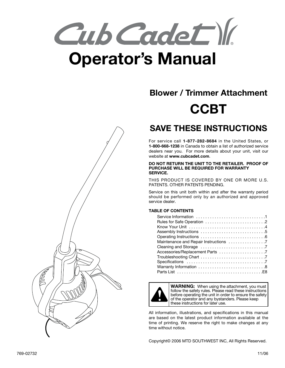 Cub Cadet CCBT User Manual | 24 pages