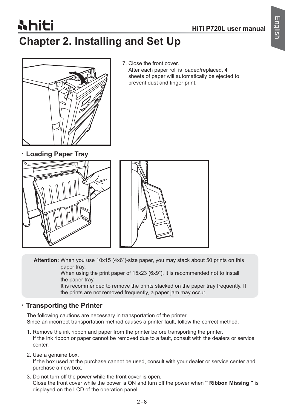 Chapter 2. installing and set up, English | HiTi P720L User Manual | Page 13 / 25