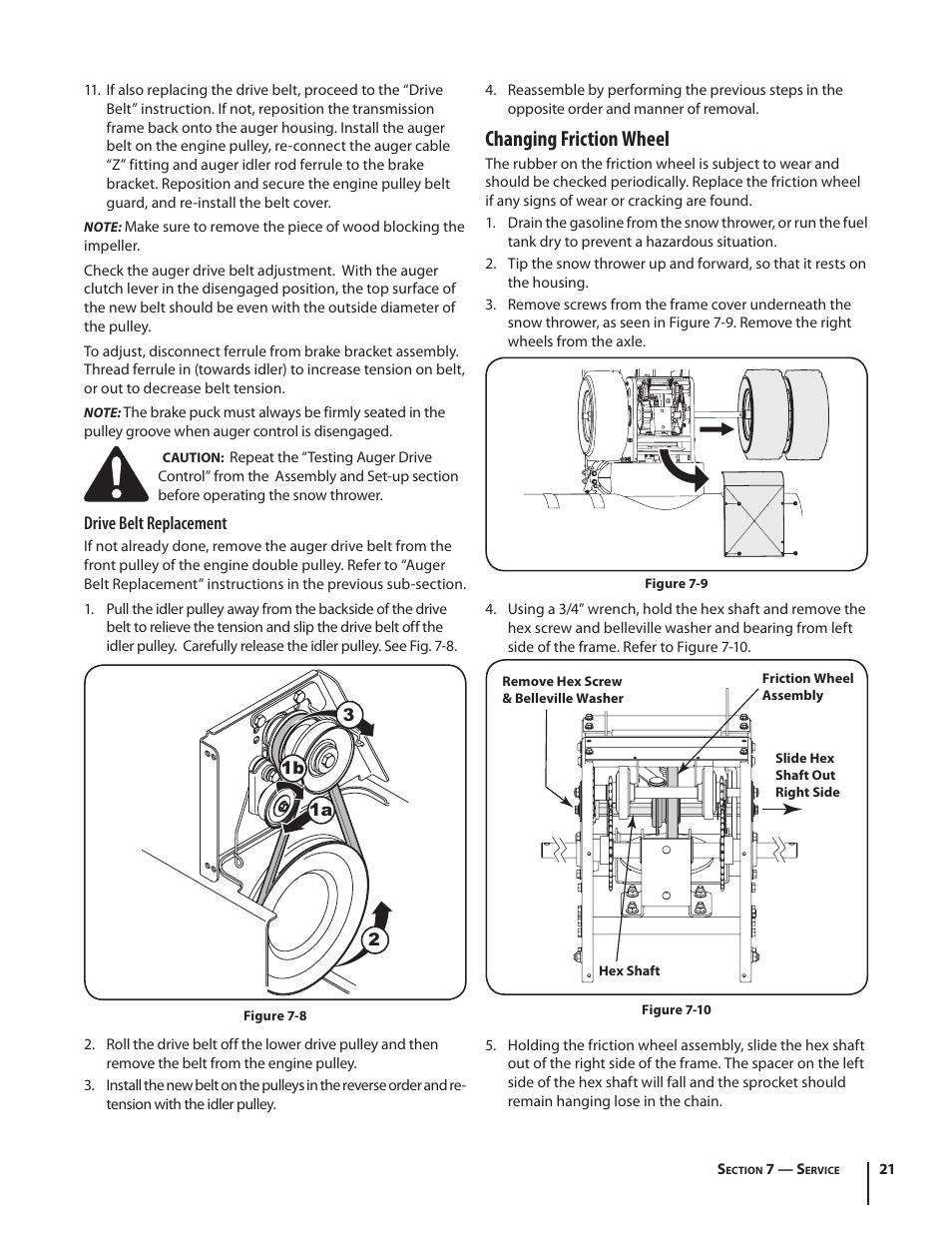 Changing friction wheel | Cub Cadet WO STAGE SNOW THROWER 930 SWE User Manual | Page 21 / 28