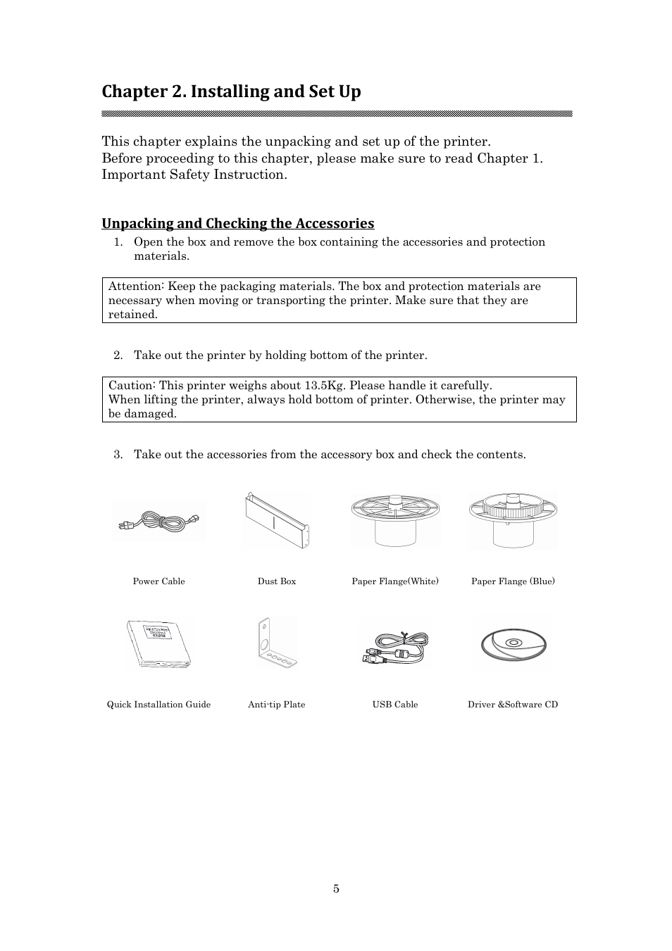 Chapter 2. installing and set up, Unpacking and checking the accessories | HiTi P910L User Manual User Manual | Page 8 / 25