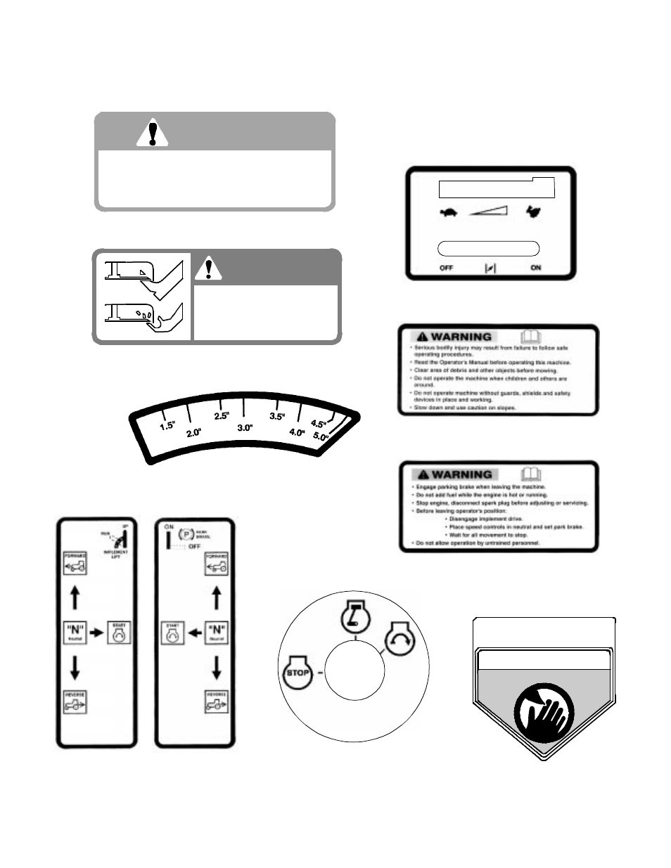 Warning shield missing do not operate, Danger, Safety decals and labels | Cub Cadet 18HP User Manual | Page 6 / 28