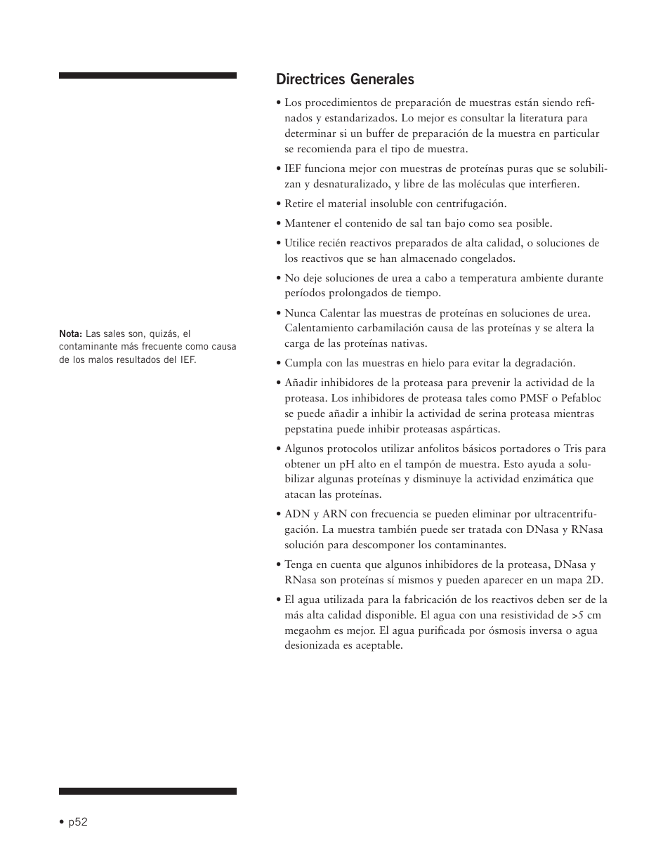 Directrices generales | Hoefer IEF100 User Manual | Page 58 / 65