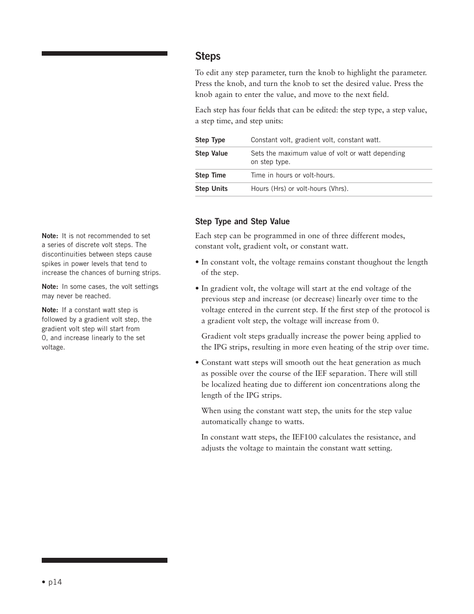 Steps | Hoefer IEF100 User Manual | Page 20 / 65