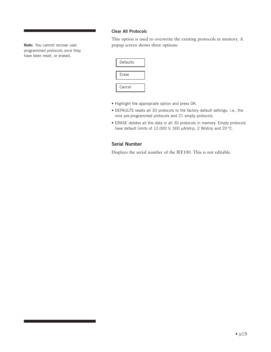 Hoefer IEF100 User Manual | Page 25 / 65