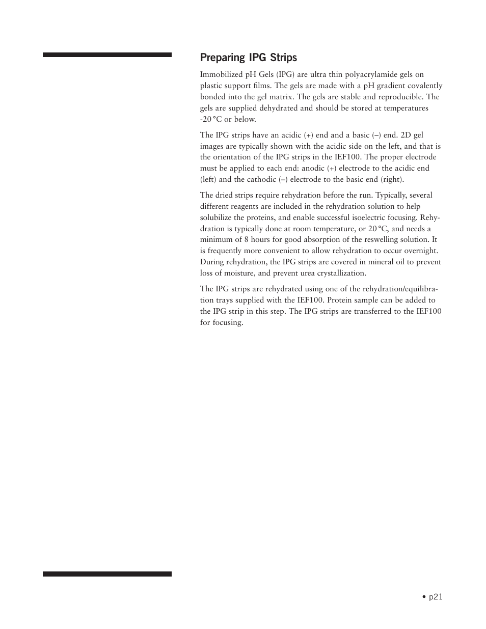 Preparing ipg strips | Hoefer IEF100 User Manual | Page 27 / 65