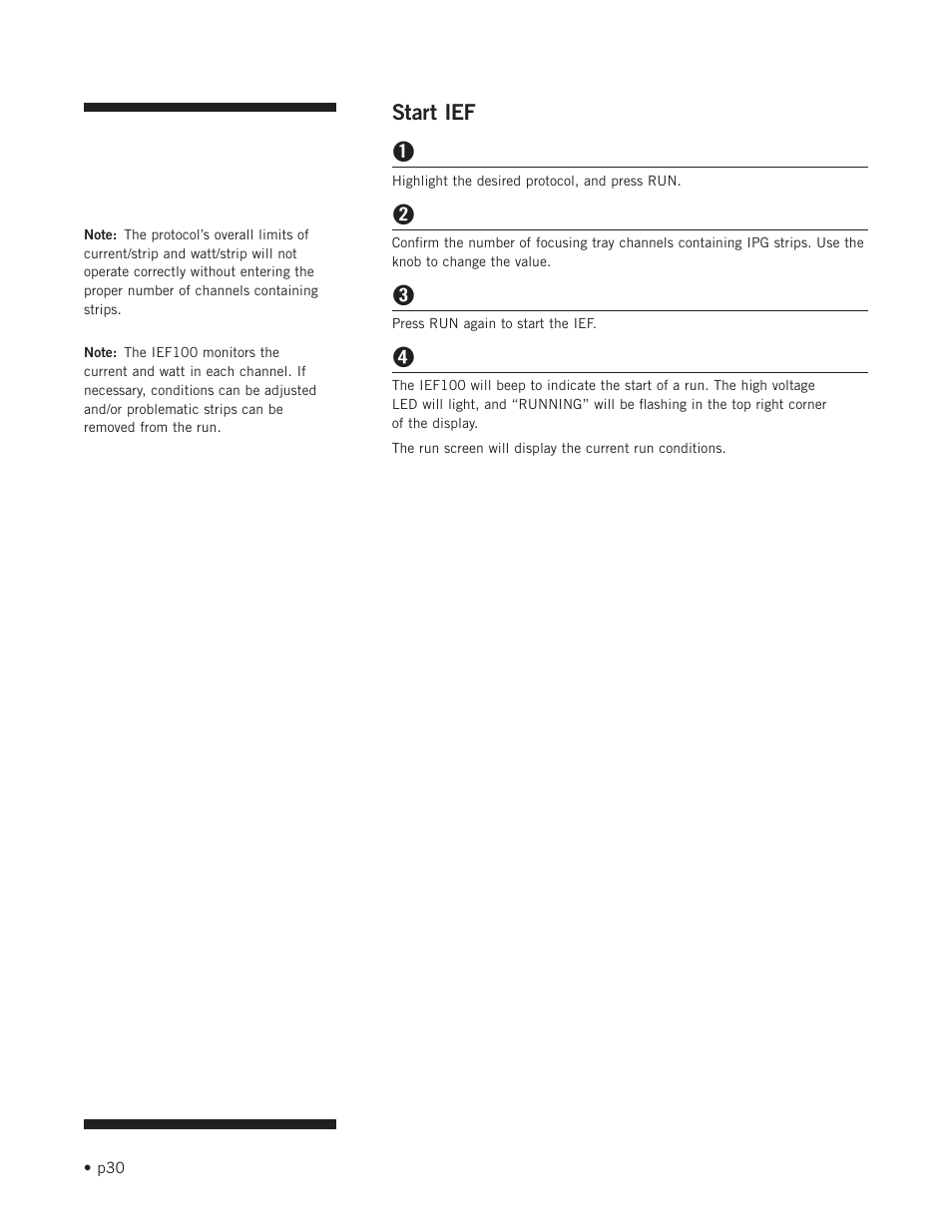Start ief | Hoefer IEF100 User Manual | Page 36 / 65