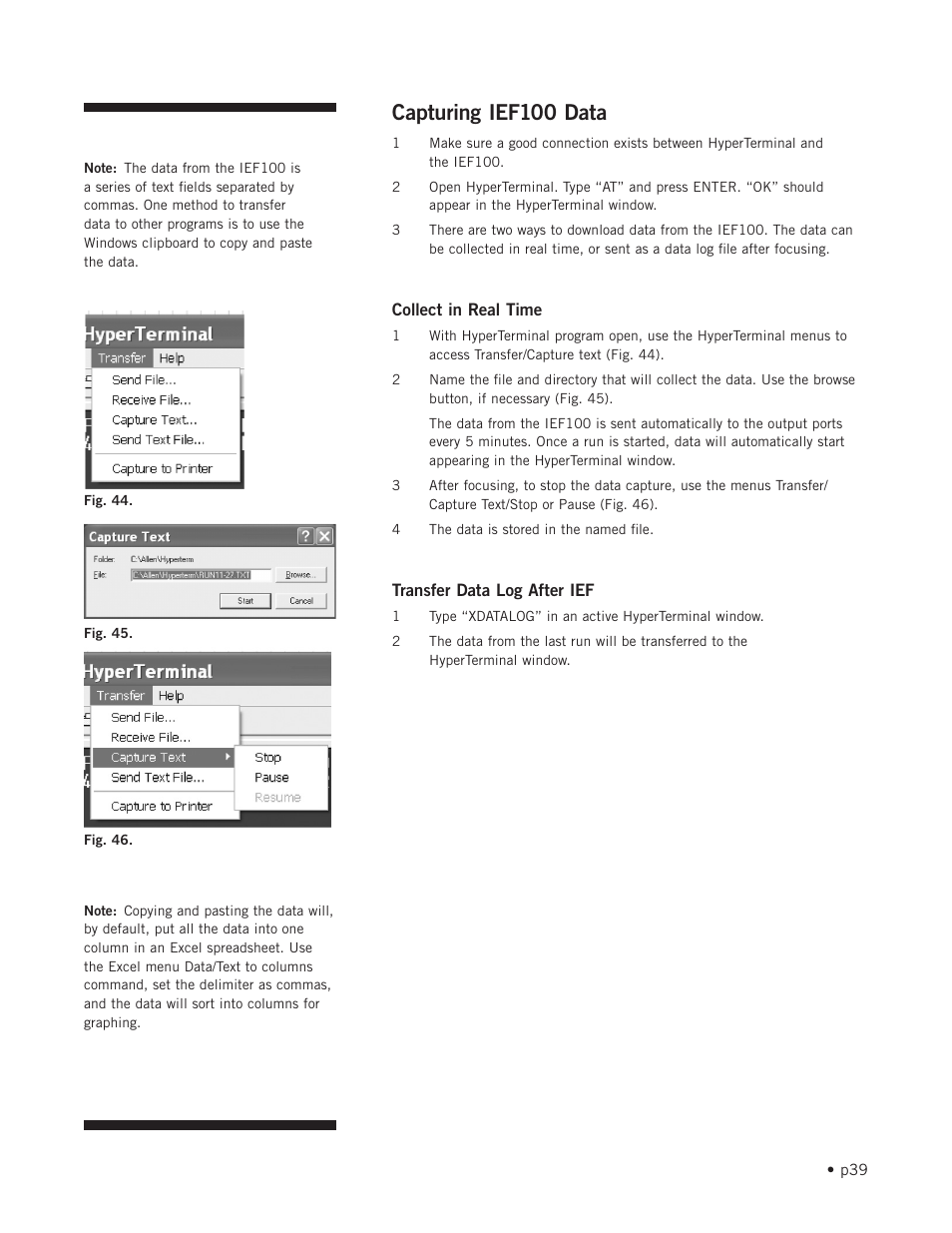 Capturing ief100 data | Hoefer IEF100 User Manual | Page 45 / 65