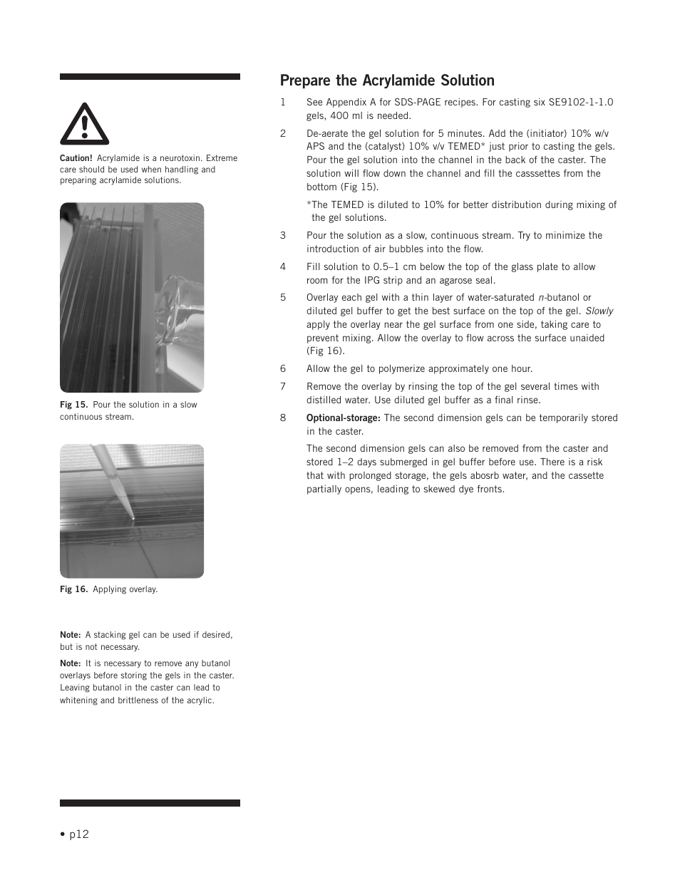 Prepare the acrylamide solution | Hoefer SE900 User Manual | Page 18 / 37