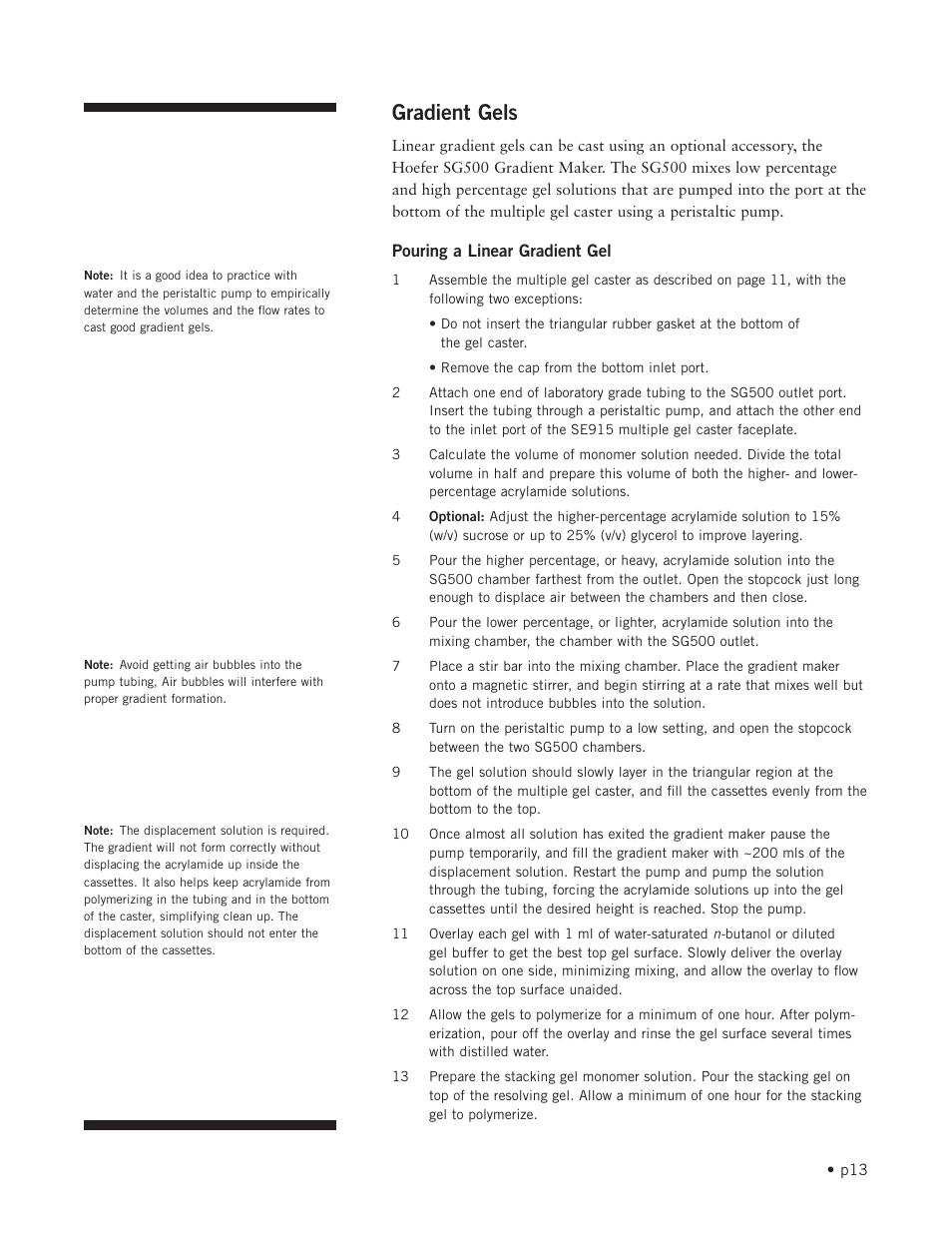 Gradient gels | Hoefer SE900 User Manual | Page 19 / 37