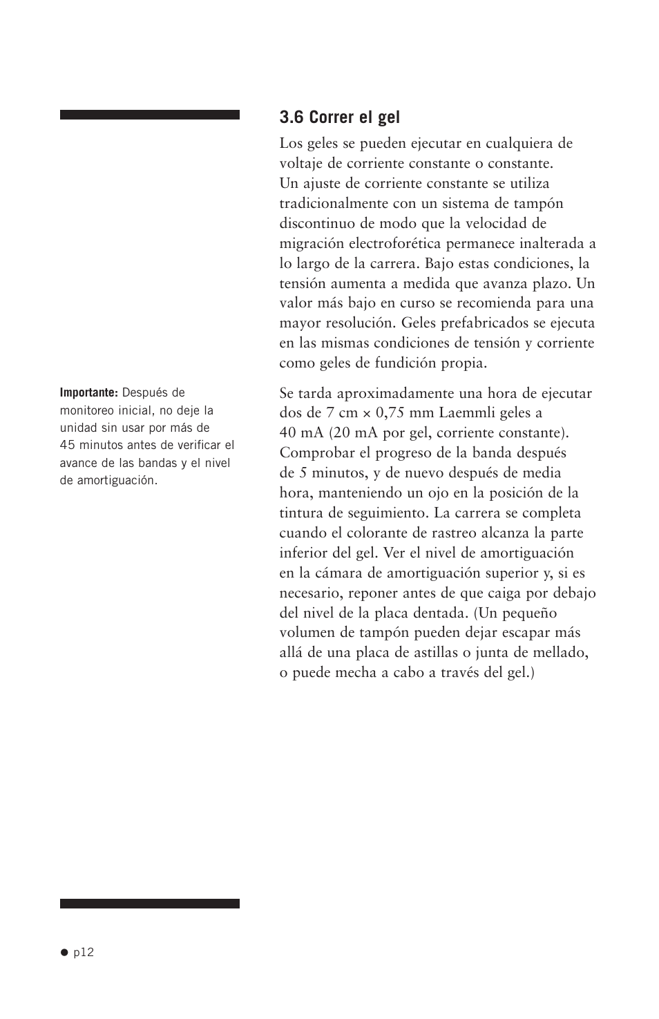 6 correr el gel | Hoefer SE250 User Manual | Page 20 / 31