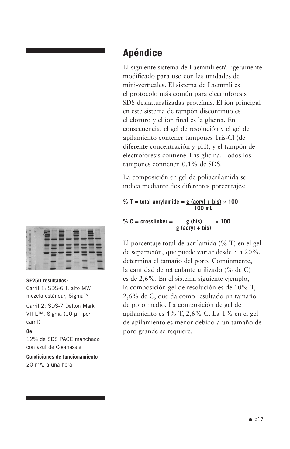 Apéndice | Hoefer SE250 User Manual | Page 25 / 31