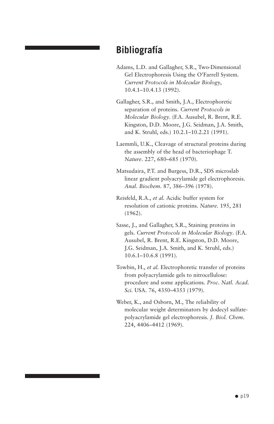 Bibliografía | Hoefer SE250 User Manual | Page 27 / 31