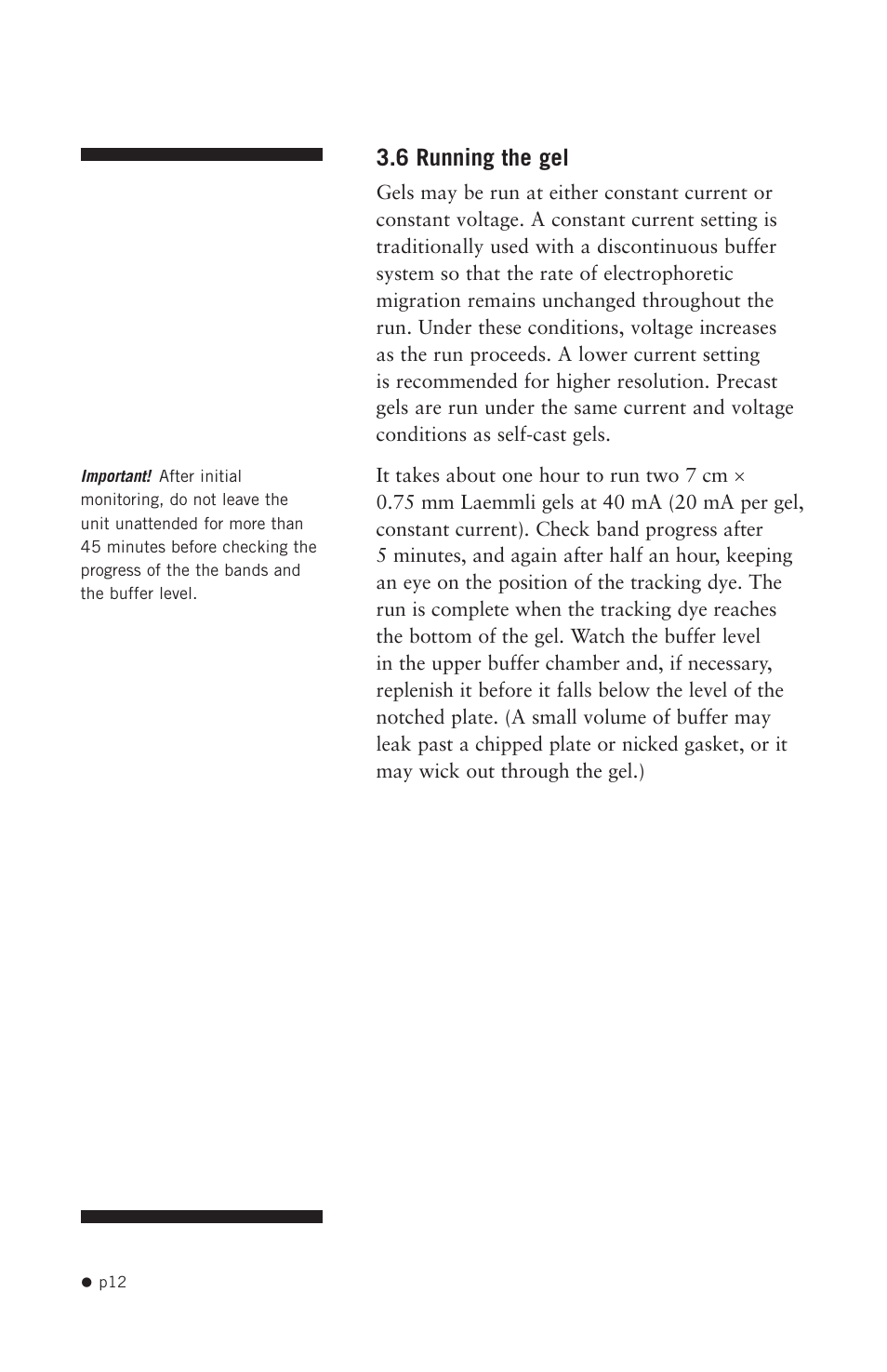 6 running the gel | Hoefer SE250 User Manual | Page 20 / 31