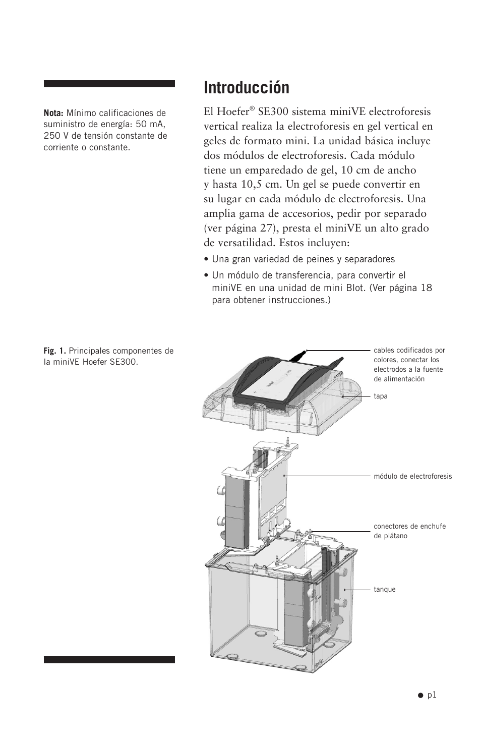 Introducción | Hoefer SE300 miniVE User Manual | Page 9 / 37