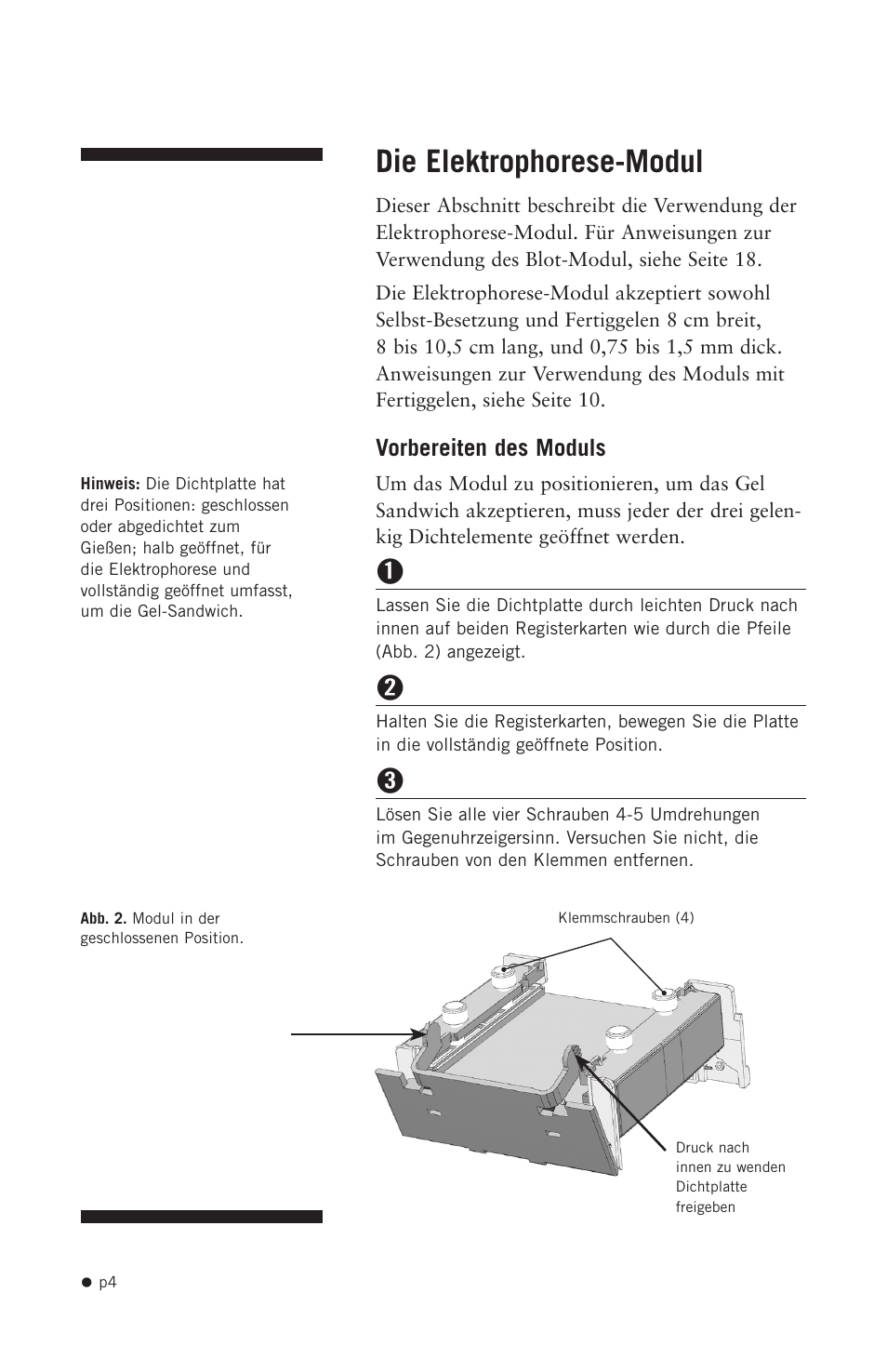 Die elektrophorese-modul | Hoefer SE300 miniVE User Manual | Page 12 / 37