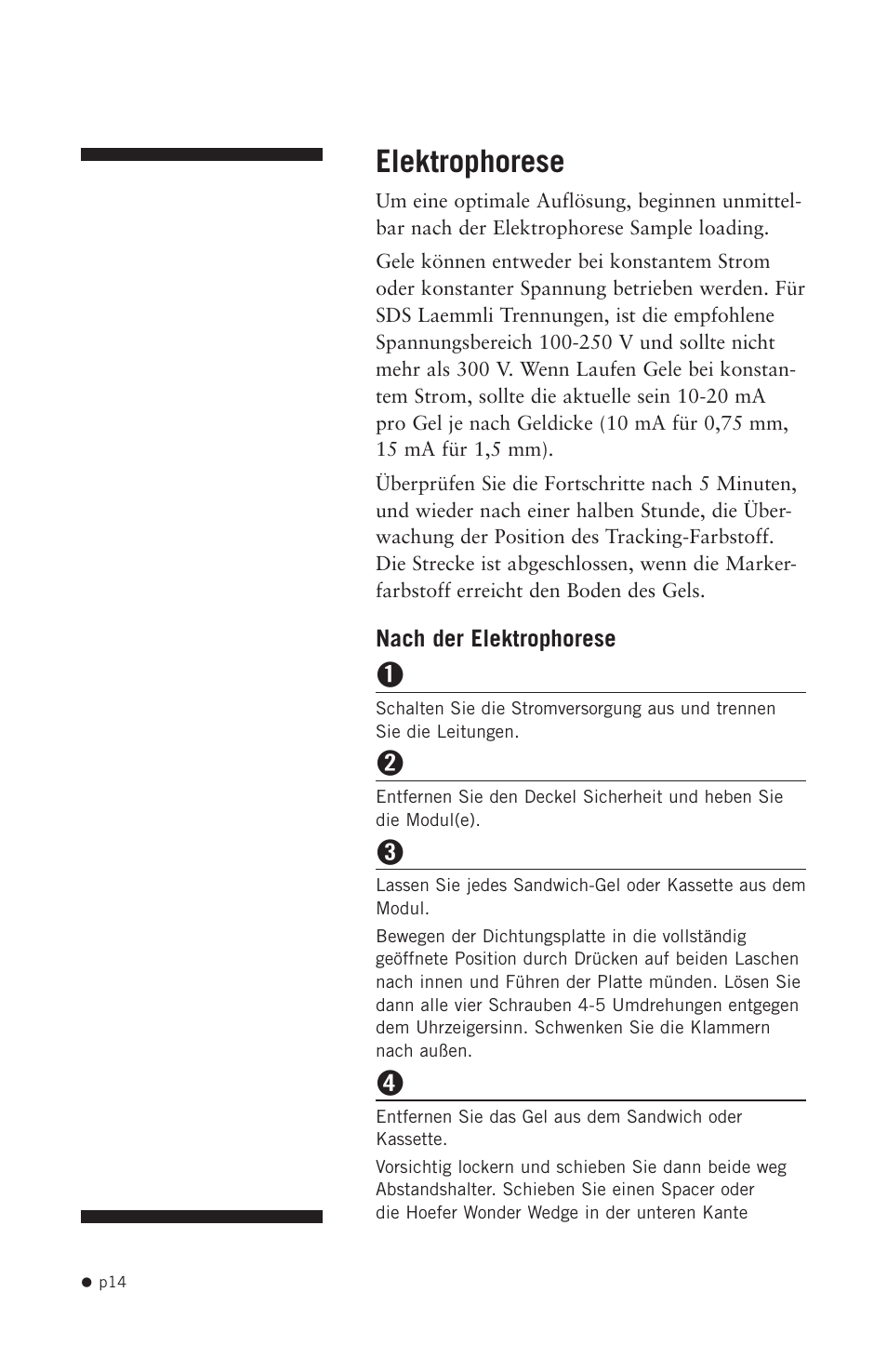 Elektrophorese | Hoefer SE300 miniVE User Manual | Page 22 / 37