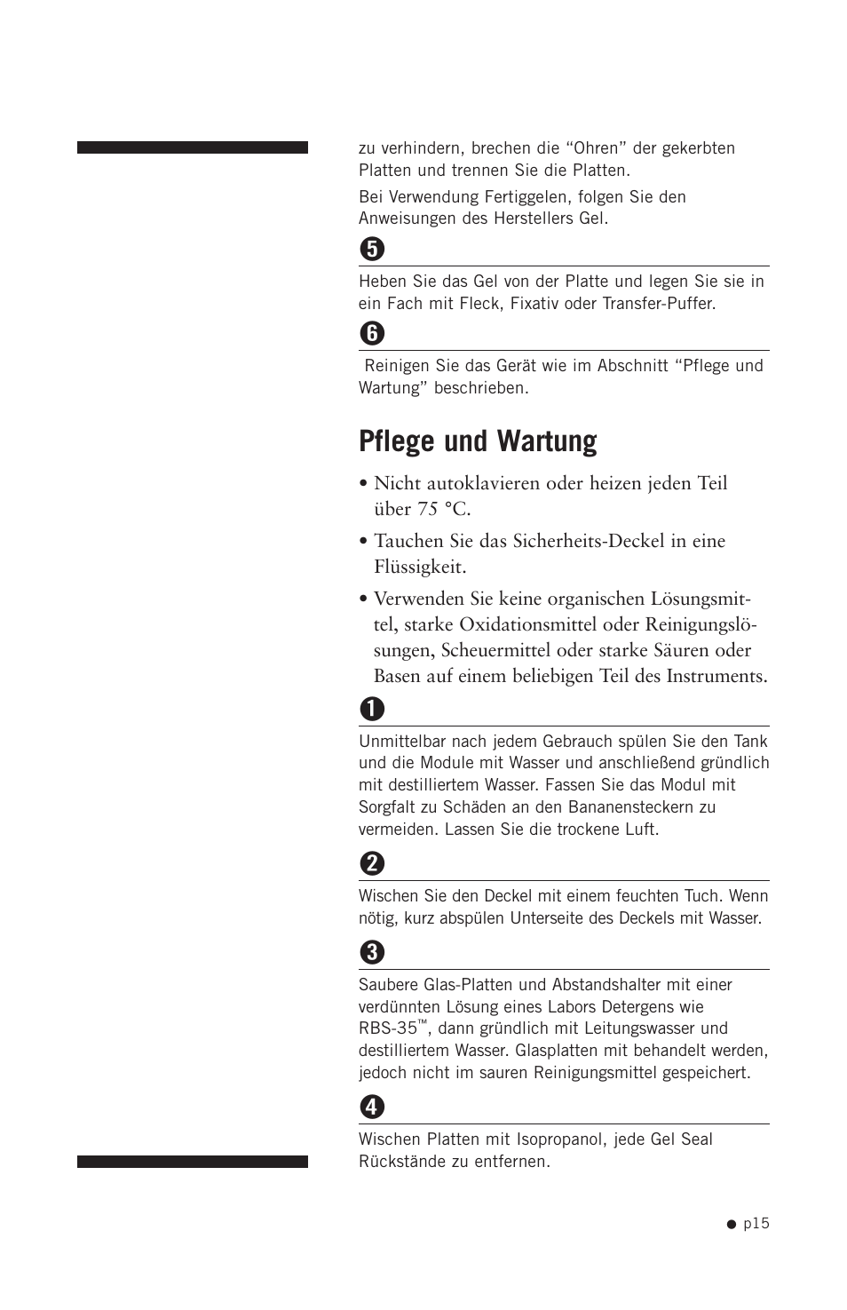 Pflege und wartung | Hoefer SE300 miniVE User Manual | Page 23 / 37