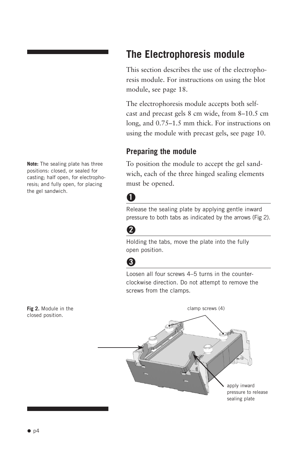 The electrophoresis module | Hoefer SE300 miniVE User Manual | Page 12 / 37