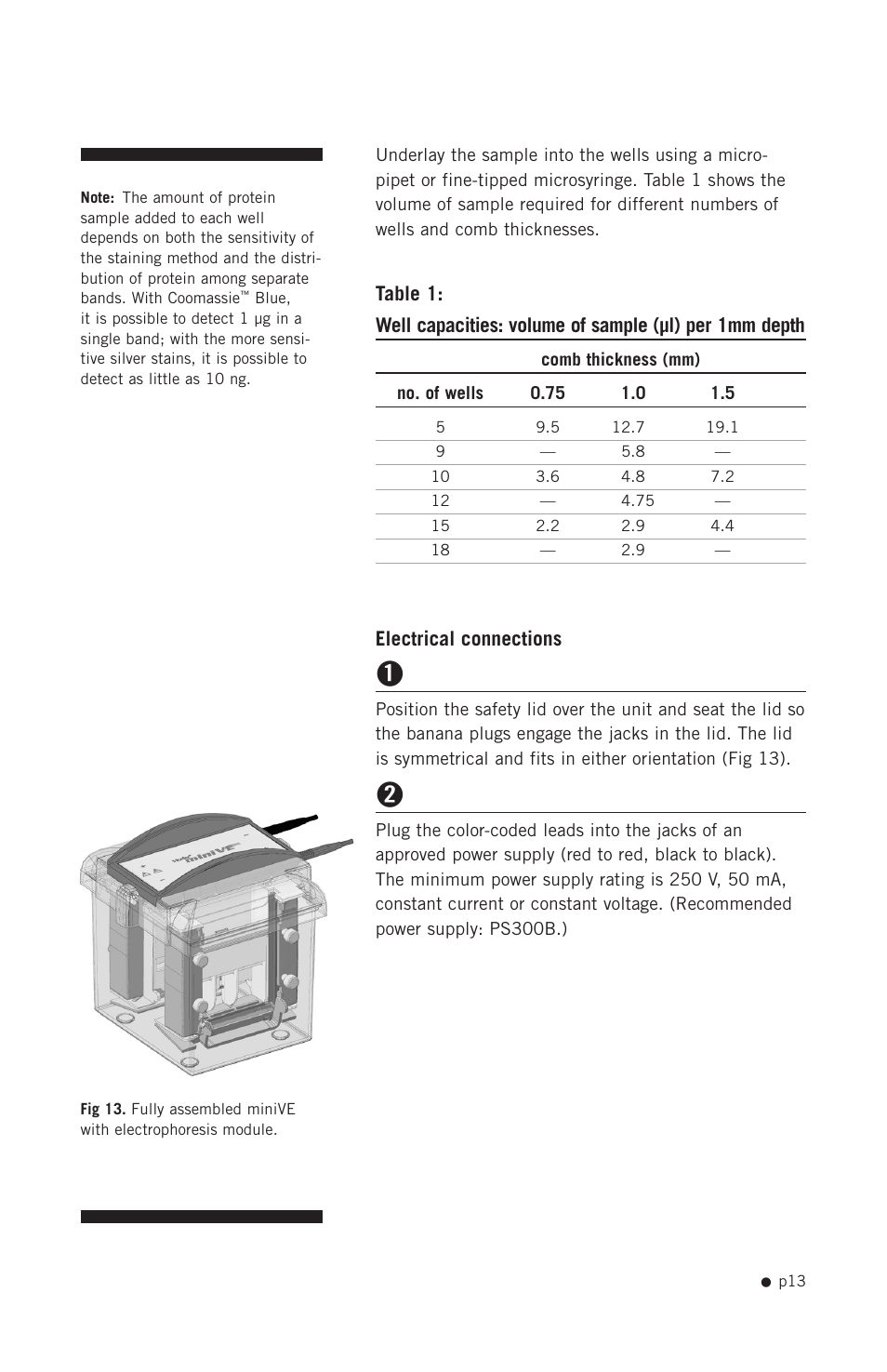 Electrical connections | Hoefer SE300 miniVE User Manual | Page 21 / 37