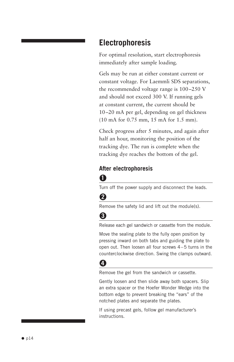 Electrophoresis | Hoefer SE300 miniVE User Manual | Page 22 / 37