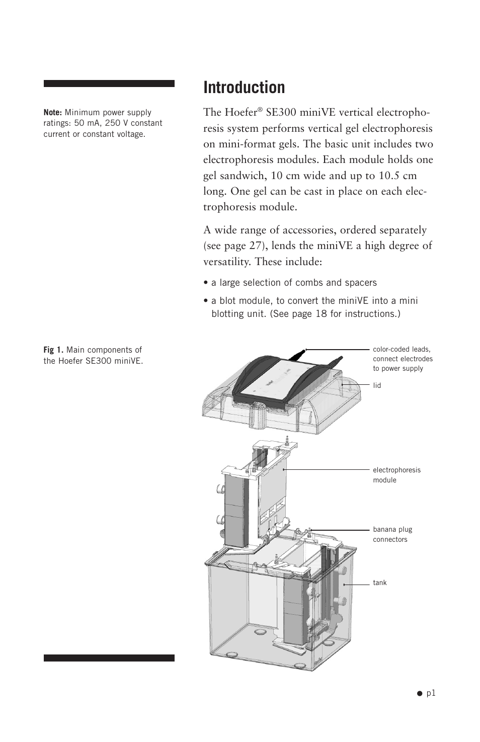 Introduction | Hoefer SE300 miniVE User Manual | Page 9 / 37