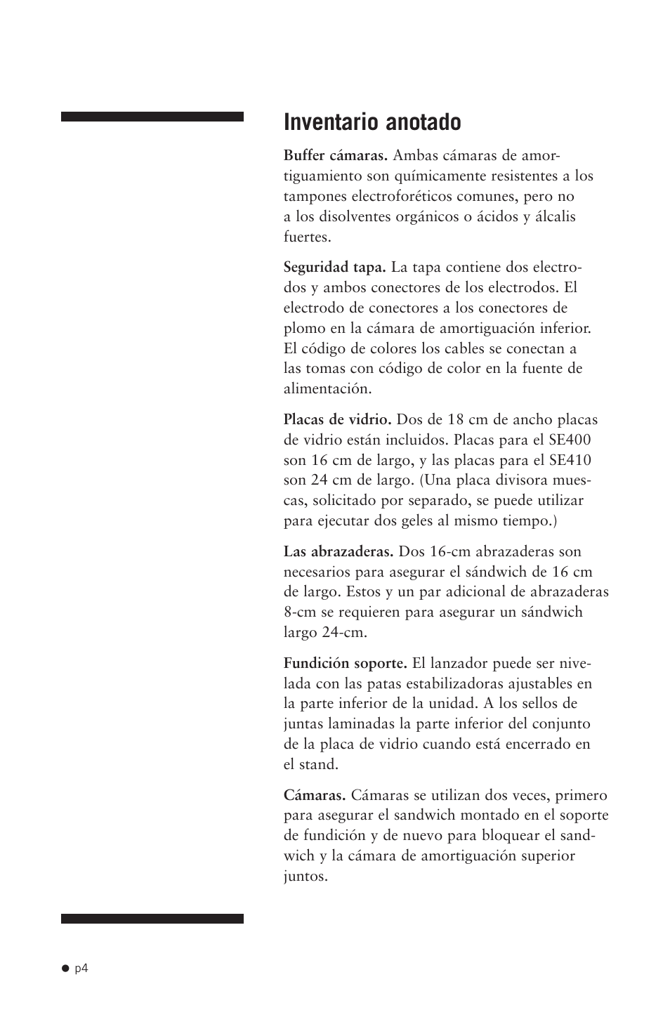 Inventario anotado | Hoefer SE400 User Manual | Page 12 / 51