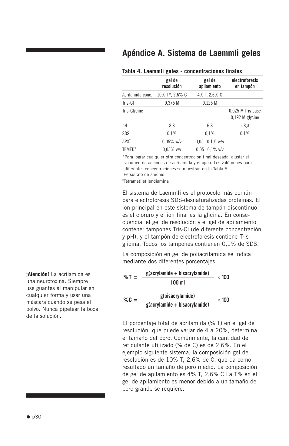 Apéndice a. sistema de laemmli geles | Hoefer SE400 User Manual | Page 38 / 51