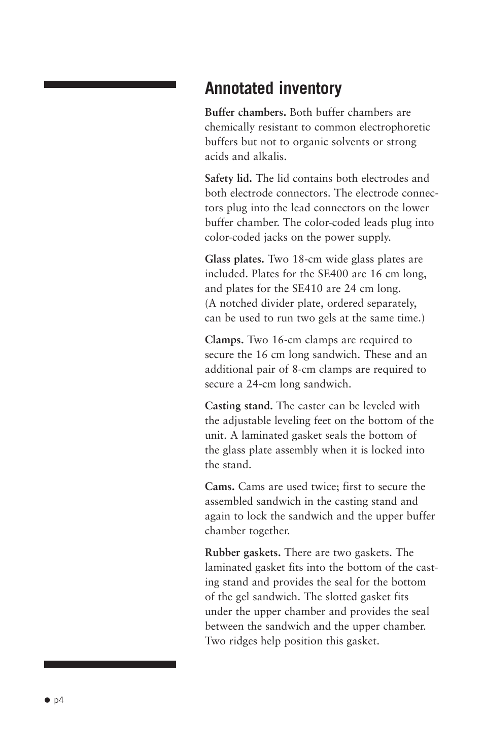 Annotated inventory | Hoefer SE400 User Manual | Page 12 / 50