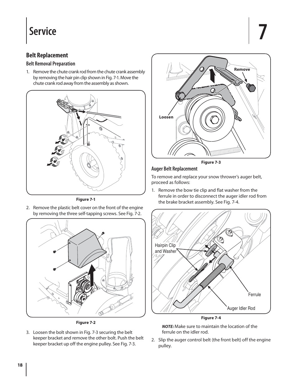 Service, Belt replacement | Cub Cadet 930 SWE User Manual | Page 18 / 28