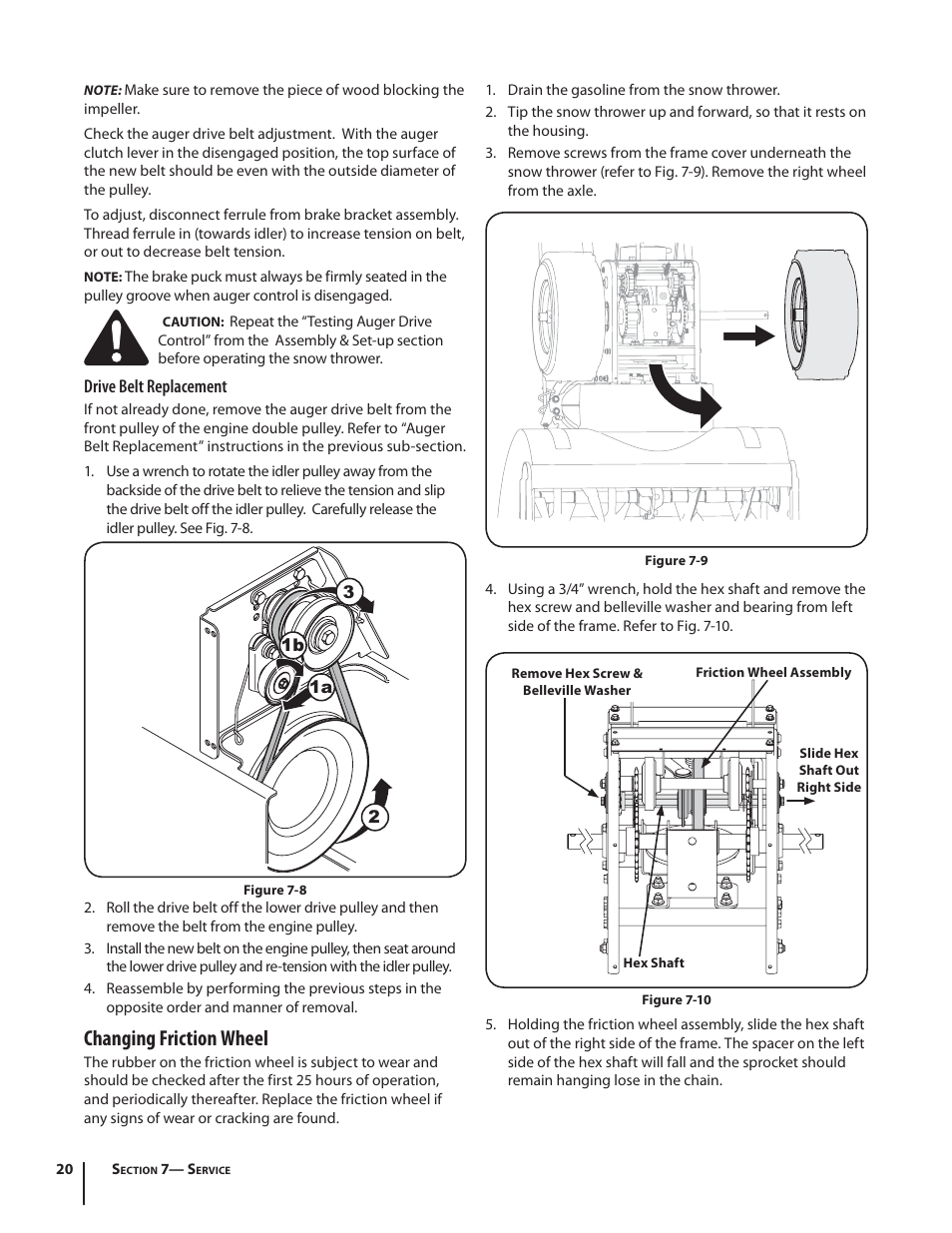 Changing friction wheel | Cub Cadet 930 SWE User Manual | Page 20 / 28