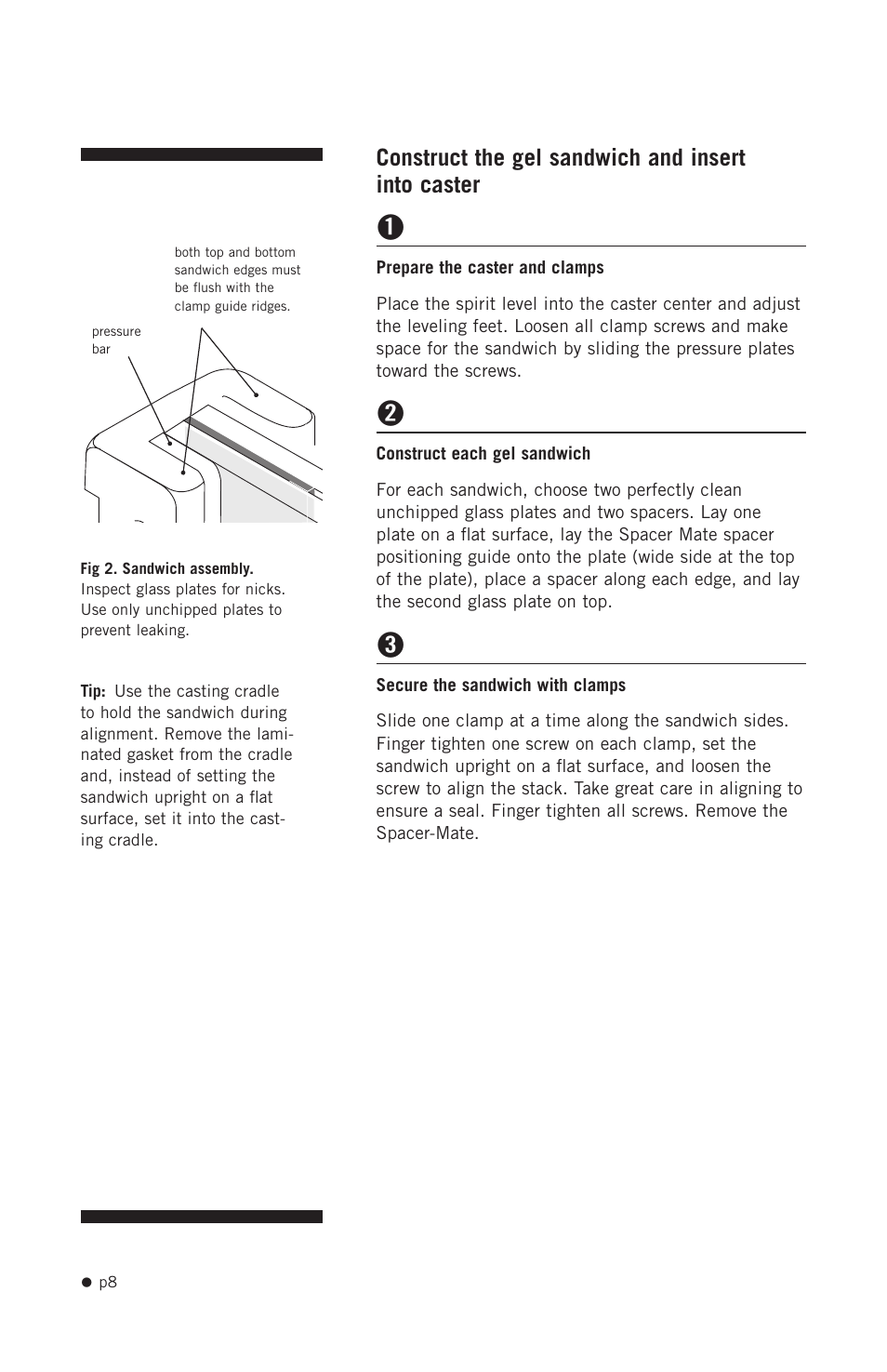 Construct the gel sandwich and insert into caster | Hoefer SE640 User Manual | Page 16 / 50