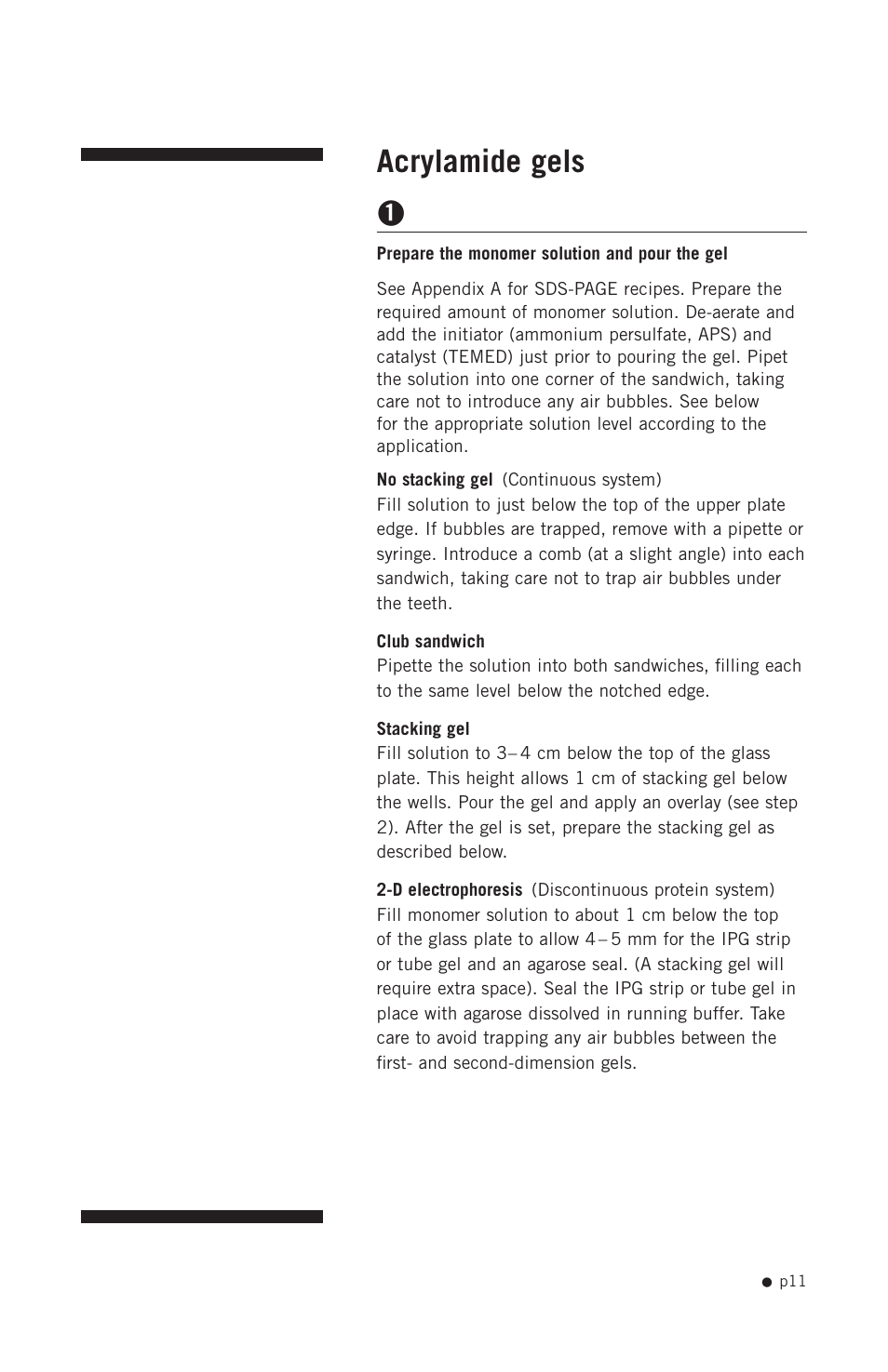 Acrylamide gels | Hoefer SE640 User Manual | Page 19 / 50