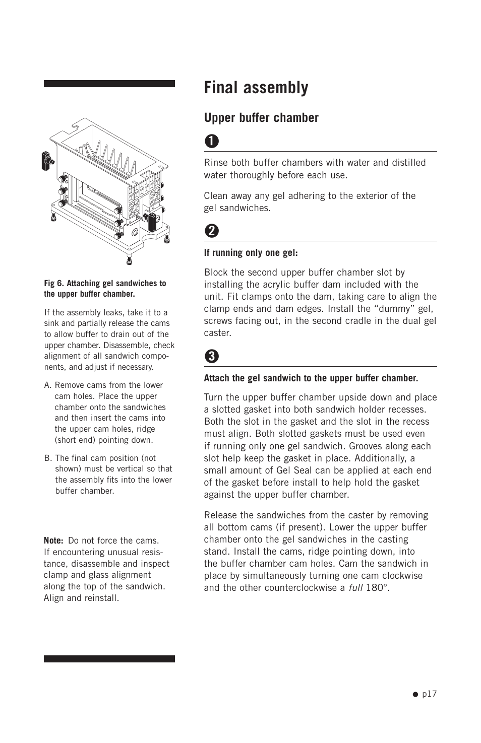 Final assembly, Upper buffer chamber | Hoefer SE640 User Manual | Page 25 / 50