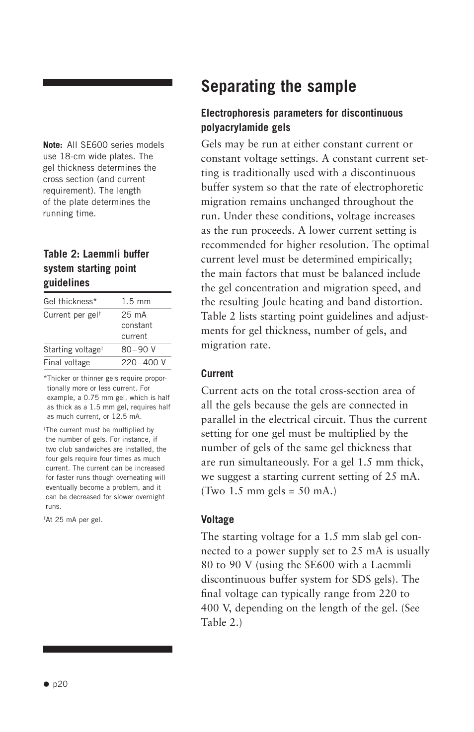 Separating the sample | Hoefer SE640 User Manual | Page 28 / 50