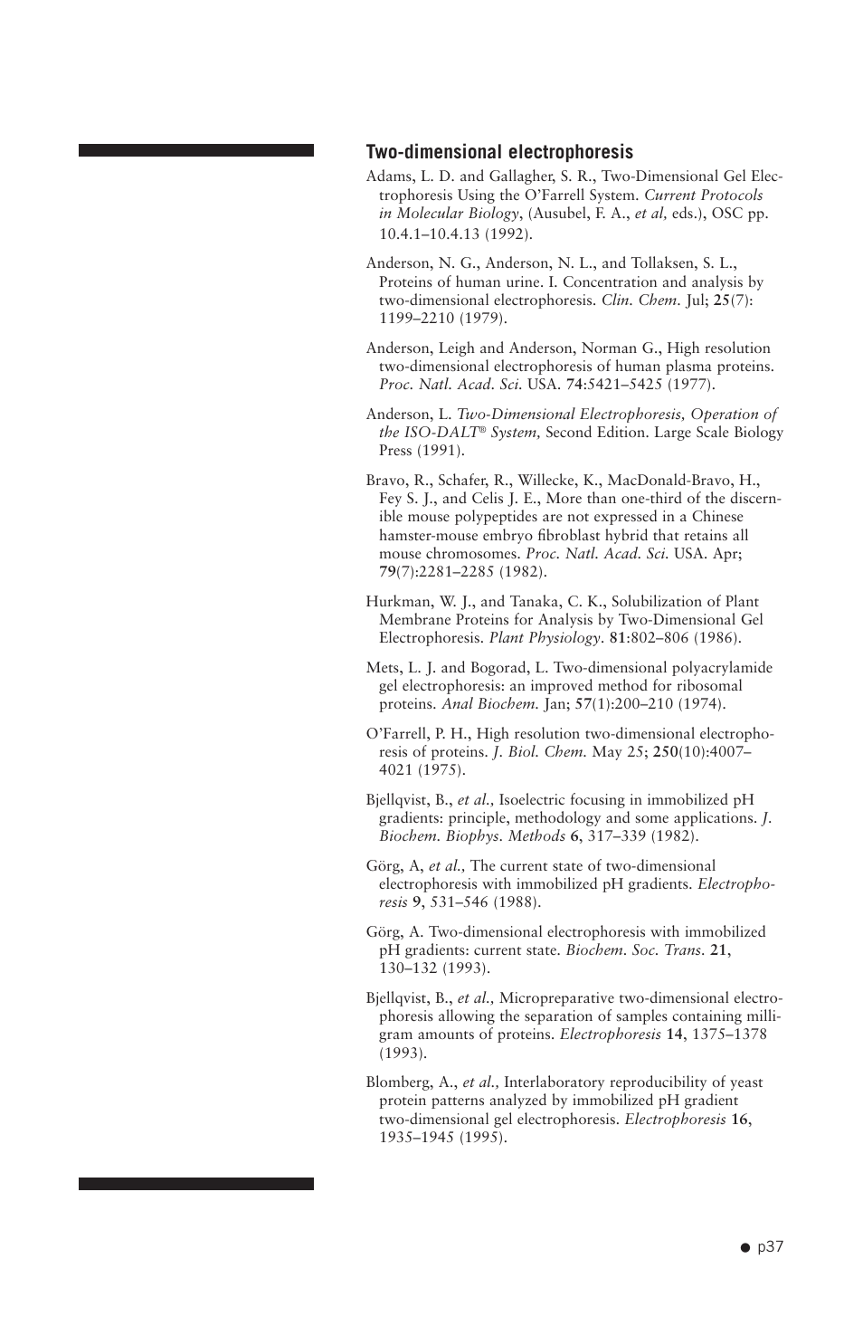 Two-dimensional electrophoresis | Hoefer SE640 User Manual | Page 45 / 50