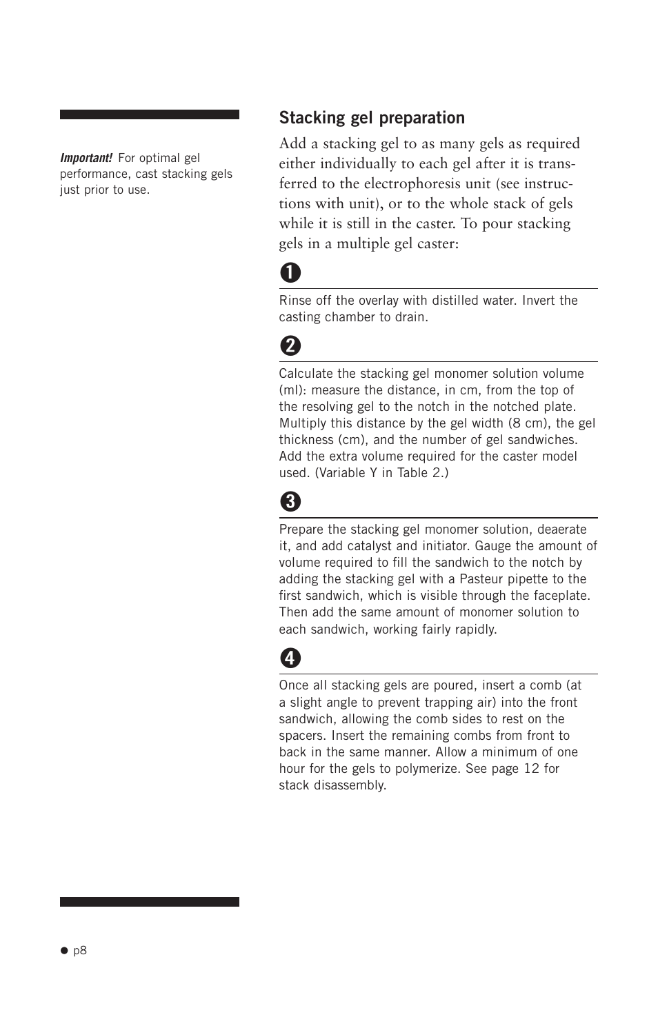 Stacking gel preparation | Hoefer SE215 User Manual | Page 10 / 21