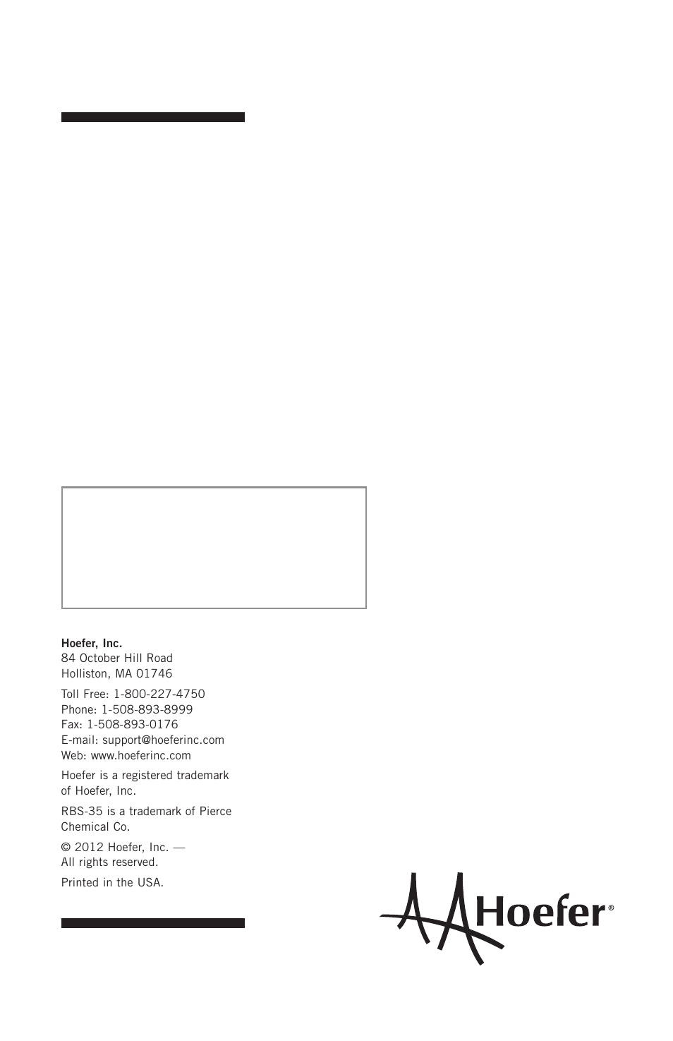 Hoefer SE215 User Manual | Page 21 / 21